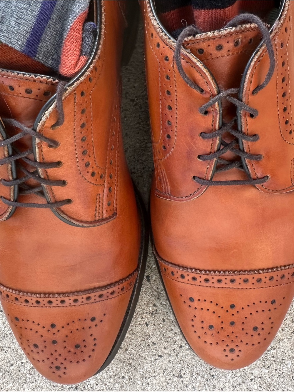 Allen Edmonds Cognac Brogue Leather Oxfords